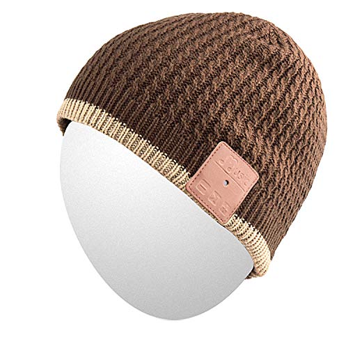 Qshell Unisex Adult Bluetooth Beanie Hat Trendy Soft Warm Short Audio Music Cap with Wireless Headphone Headset Speaker Mic Hands-Free, for Winter Outdoor Sport Skiing Snowboard - Brown - Thumbnail 7