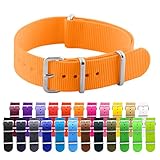 18mm Nato Ss Nylon Solid Orange Interchangeable Replacement Watch Strap Band