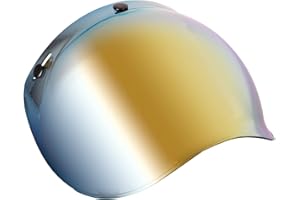 Soman 3 Snap Bubble Visors, Snap On Bubble Face Shield 3 Snap Compatible with Motorcycle 3/4 Open Face Helmets (Gold)