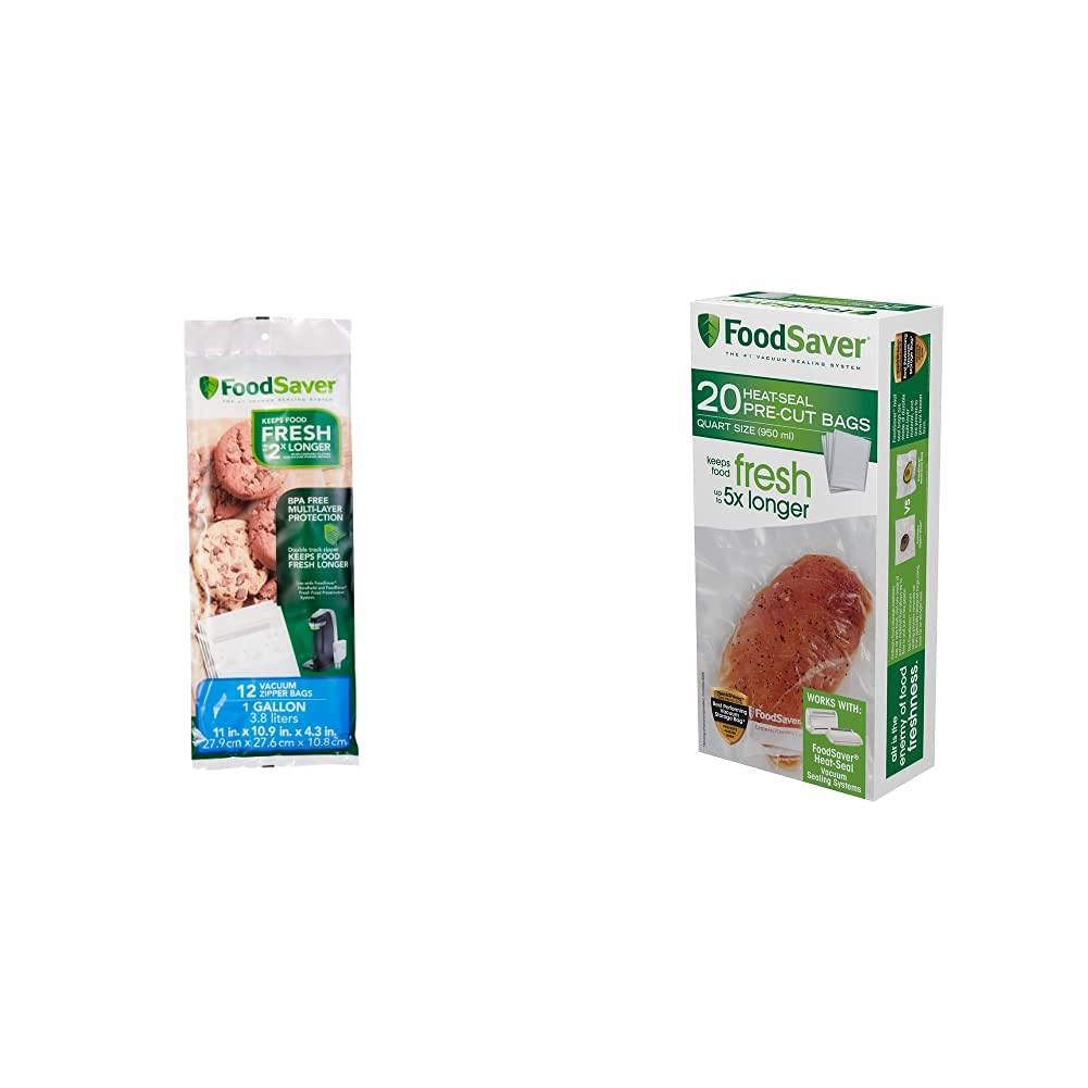 FoodSaver 1-Gallon Vacuum Zipper Bags, FoodSaver 1-Quart Precut
