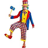 Creepy Clown Adult Men's Halloween Dress Up Theme Party Cosplay Costume (Medium)