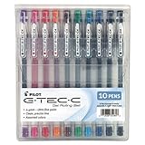G-Tec-C Ultra Gel Ink Stick Pen, Assorted Ink, .4mm, 10/pack