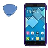 BW Hard Shield Shell Cover Snap On Case for Tracfone, Straight Talk Alcatel One Touch Pop Mega LTE A995G + Tool-Purple