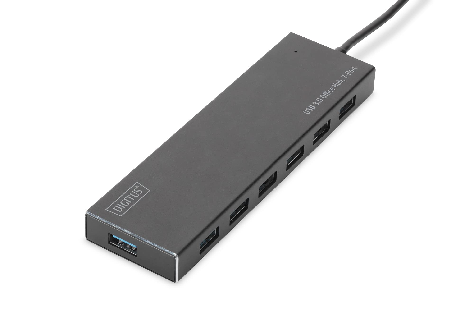 DIGITUS DA-70241-1 - USB Hub - 7-Port USB 3.2 Gen 1 Hub Type A - Super fast data transfer up to 5 Gbit/s - Compact & portable - Plug-and-Play - For PC, Notebook & Mac - Black