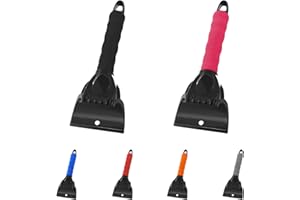 Rest-Eazzzy 2 Pack Snow and Ice Scraper for Car Windshield, Frost Removal Tool with Foam Handle, for Car Truck SUV Window and Windshield, Scratch-Free (Black & Pink)