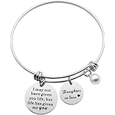 CHENVA Daughter in Law Charm Bracelet Stainless Steel Adjustable Bangle Daughter in Law Step Daughter Birthday Wedding Gift