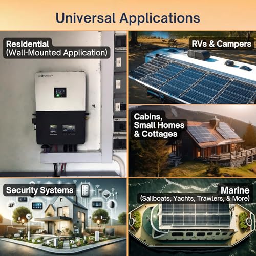Luxpower All-in-One Off-Grid Hybrid Inverter 6000W (with Breaker) - 200A 48V 50A Dual MPPT Solar Charge Controller, 240V/120V Output, up to 16 Units in Parallel, Off-Grid Cabin, RV, Boat, & Home