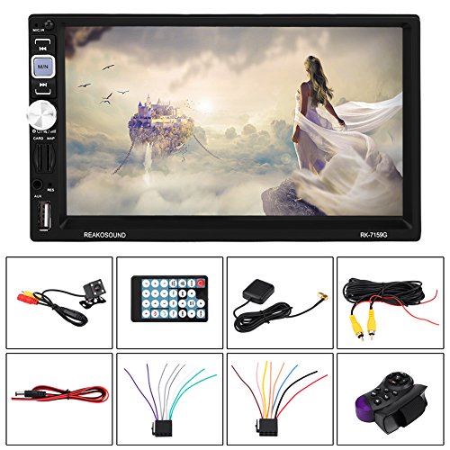 Cuque 12V 7 Inch HD LCD Touch Screen 2 Din Car Stereo Audio MP5 Player Car Multimedia Radios Player Audio MP5 Player with Rear View Camera Remote Control Camera Support Bluetooth MP3 WMA WAV FLAC APP