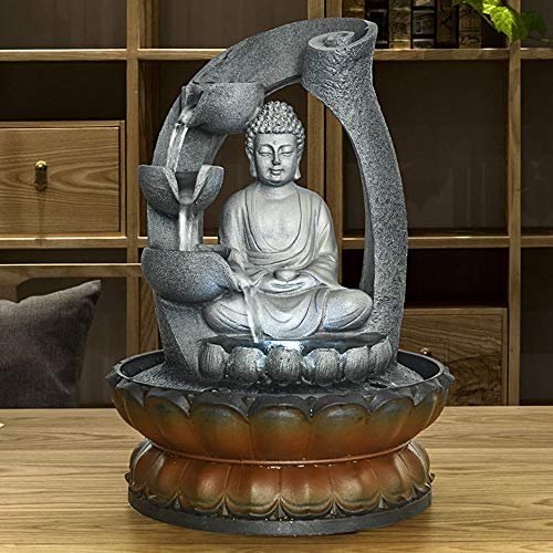 image for PeterIvan Buddha Fountain - 11in Buddha Tabletop Water Fountain for Ho