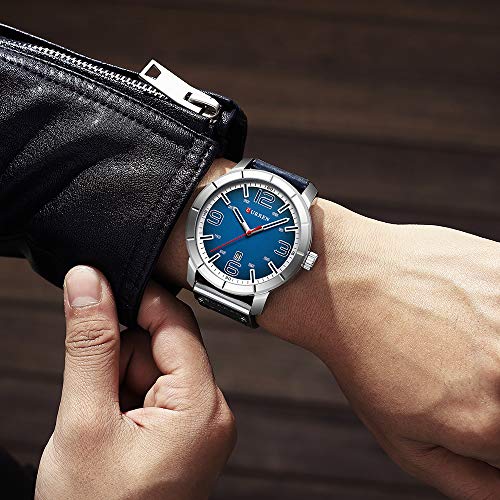 CURREN Reloj de pulsera para hombre, cuarzo, piel, diario, impermeable, esfera redonda - Imagen 4