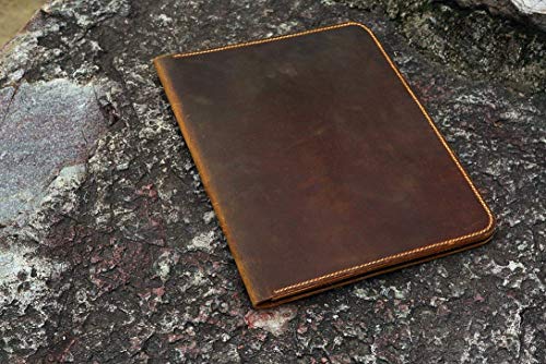 Distressed Leather large legal pad A4 document portfolio writing case/vintage refillable leather organizer notebook cover case - NA4005S - Thumbnail 3