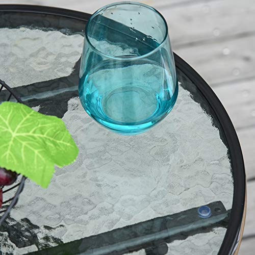 Outsunny Gartentisch Beistelltisch Bistrotisch mit Glasplatte rund klappbar Metall Ø45 schwarz – Bild 5
