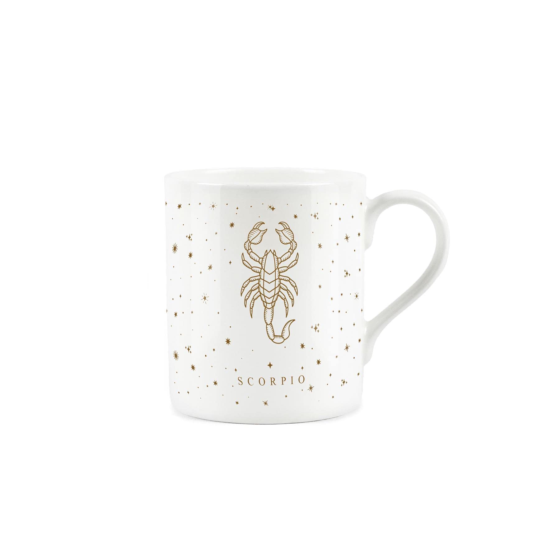 Purely Home Scorpio Gold Star Sign Mug - Small Fine Bone China White Mug Coffee/Tea Present Zodiac Gift