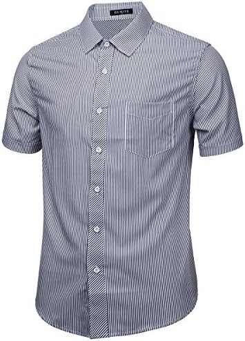 GUXITE Men's Short Sleeve Shirt Wrinkle Resistant Easy Care Shirts with Pocket (Black, XL)