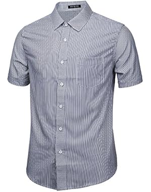 Men's Snap on Plaid Short Sleeve Casual Shirt