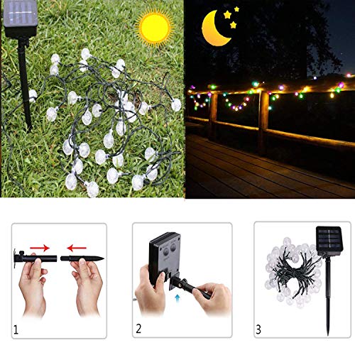 Solar Globe String Lights, 21ft 30 LEDs Solar String Lights Garden Outdoor,8 Modes Outdoor Multi-Colored Waterproof Crystal Ball Fairy Lights for Garden Yard Home Party Wedding Decor (Multicolor)