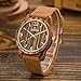 Sentai Natural Wood Watch, Genuine Leather Strap, Handmade Quartz Watches, Zebra Wood Men's Women's Wrist Watch