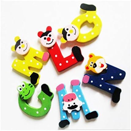 Yeefant 26pcs Wooden Cartoon Alphabet A-Z Magnetic Collage Animals Magnets Fridge Sticker Refrigerator for Child Adult Toddlers