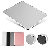 HONKID Hard Metal Mouse Pad for Desk, Aesthetic Rigid Mouse Pad for Magic Mouse and Pro/Air with Stable Rubber Base, Aluminum Mousepad for Travel and Home Office (Silver)