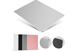HONKID Hard Metal Mouse Pad for Desk, Aesthetic Rigid Mouse Pad for Magic Mouse and MacBook Pro/Air with Stable Rubber Base, Aluminum Mousepad for Travel and Home Office (Silver)