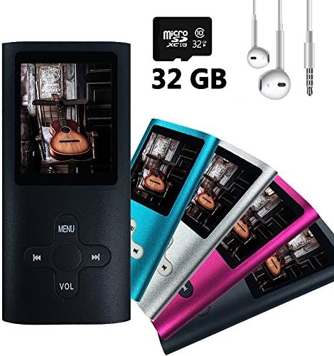 Wyne Technology 32GB MP3 MP4 Player with Assorted Micro SD Slot Fashion Durable Portable Music Player Energy Saving FM Radio Turner Video Player Photo Viewer Voice Recorder (Black)