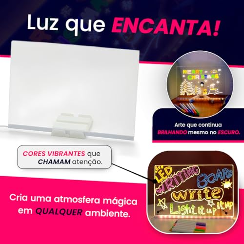Prancheta de Desenho com Luz LED A4 USB – Mesa de Luz com Iluminação, Ideal para Desenho, Planner, Lembretes e Crianças Quadro Desenho Luminária Led Para Escrita Apagável Premium