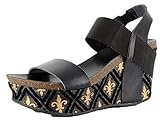 Corkys Women's Wedge Sandal,10 B(M) US,Black/Gold FDL