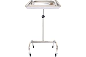 Konmee Premium Mayo Instrument Stand Salon Tray Medical Tray Beauty Spa Tray Dentist Tray with Wheels,Stainless Steel