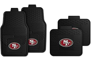 Fanmats San Francisco 49ers Set of 4 Car Mats for Cars, SUV, Pickups - All Weather Technology Protection, Deep Reservoir Design, Universal Fit - 3D NFL Team Logo - 29”x17” Front - 14” x 17” Rear Mat