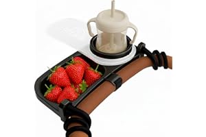 LUMARA Universal Stroller Snack Tray with Cup Holder 2 in 1 - Stroller Tray Attachment for Baby & Toddler - Baby Stroller Accessories - Fit Most Strollers, Dishwasher Safe with Dust Cover & Silicone Arms