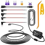iiwey Dash Cam Hardwire Kit with Mini/Micro Port, 13ft Dashboard Camera Car Charger Cable Kit 12V- 24V to 5V, Power Adapter with LP/Mini/ATO/Micro2 Fuse for Dash Cam, GPS Navigator, Radar Detector