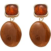 Irregular Oval Earrings for Women Chunky Resin Dangle Drop Earrings Vintage Geometric Statement Earrings Wedding Birthday Prom Christmas Jewelry