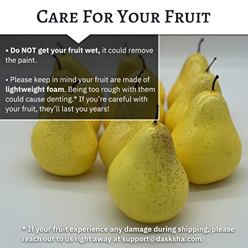 Realistic Fake Pears - Set of 10 Yellow Artificial Pears - Lightweight Fake Fruit for Decoration - Not a Children's Toy