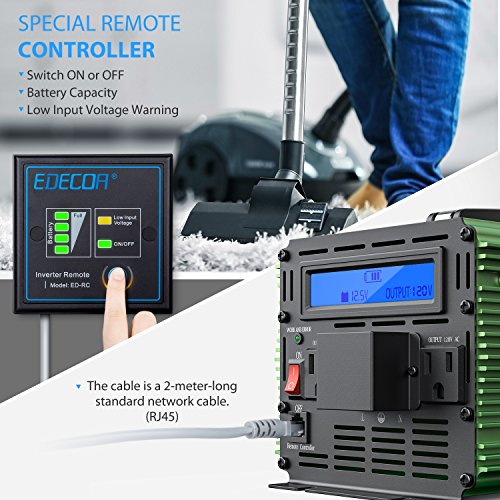 EDECOA 3000W Power Inverter Modified Sine Wave DC 12V to 110V AC with LCD Display and Remote