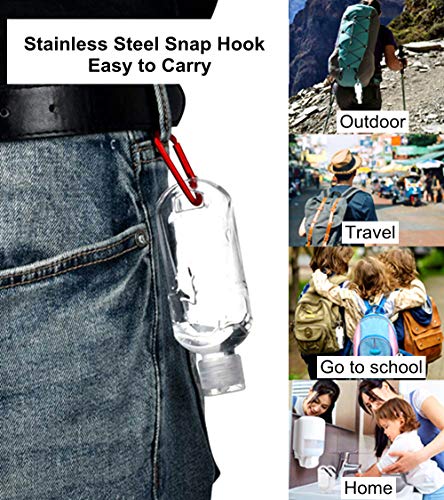 10pcs Travel Bottles with Keychain, Magicalmai 1.7oz/50ml Portable Hand Sanitizer Bottles Leakproof Refillable Squeeze Containers for Toiletries Liquid Cosmetic with a Funnel and 5pcs Extra Spray Cap