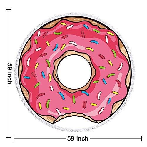 59 Inch Thick Round Donut Beach Towel Blanket - Large Microfiber Soft Sand Free Towel Carpet Yoga Mat for Women & Girl Use for Bath/Pool/Beach Times - Thumbnail 3