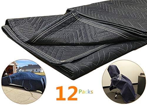 12Pack Moving Packing Blankets 82'' x 72'' Heavy Duty Professional Quality Move Pack Furniture Pads Navy Blue Color For Storage Camping Office Soundproof Protect Your Furniture During Move (40 LB/Doz)