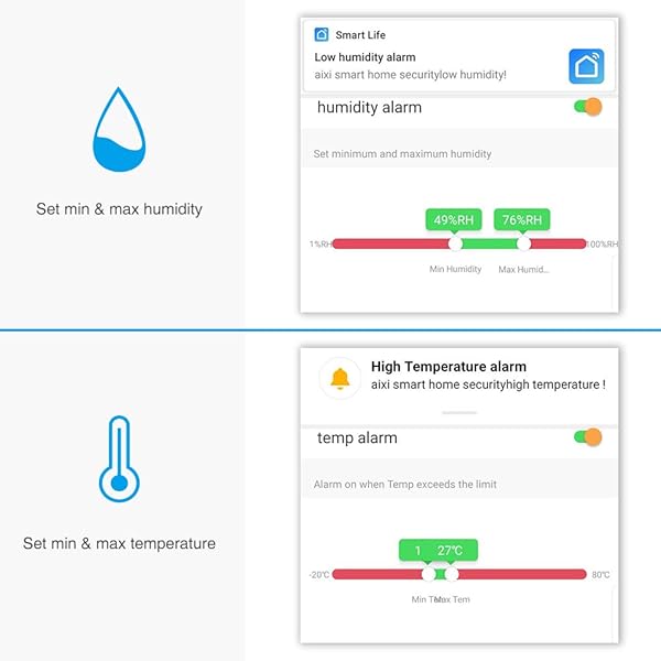 aixi SHS Tuya ZigBee Smart Alarm Sirene Luftfeuchtigkeit Temperatursensor 3 in 1 USB Netzteil Smart Life App Steuerung bentigt ein Tuya ZigBee 3 0 Gateway nicht enthalten