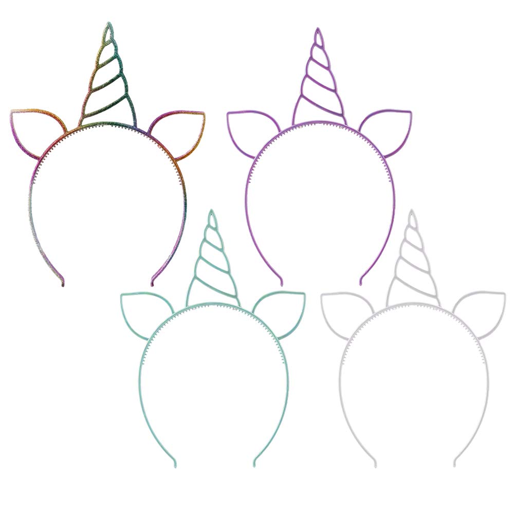 Minkissy 7Pcs Unicorn Headband Colorful Plastic Glitter Unicorn Headbands for Chrismas Halloween Party