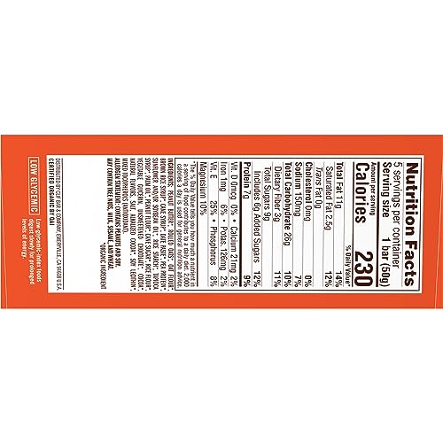 CLIF NUT BUTTER BAR – CHOCOLATE PEANUT BUTTER – ENERGY SNACK BARS – NON-GMO – USDA ORGANIC – PLANT BASED – LOW GLYCEMIC – 1.76 OZ. (5 PACK)