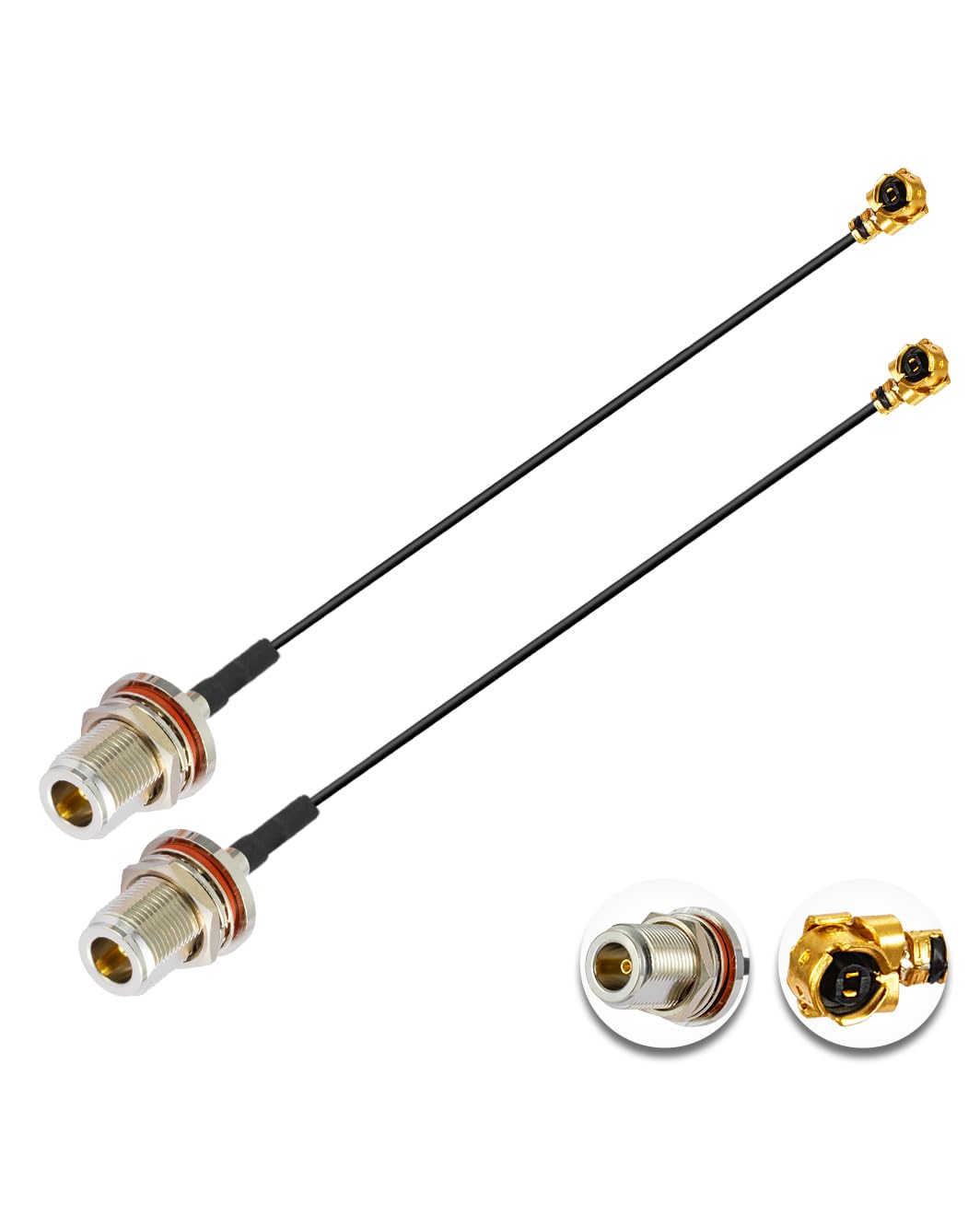 Vecys 2PCS U.F.L1 to N Type Female Low Loss Coaxial Cable 8" /20CM U.F.L1 1.13mm Mini-Coaxial Pigtail Cable for Wireless Routers Mini PCIE Network Cards PCI Wi-Fi WAN Repeater