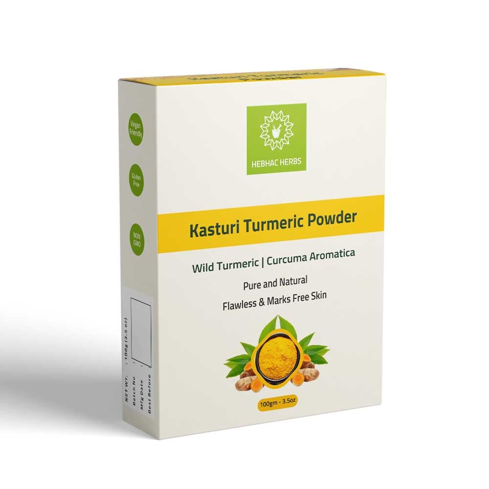 Kasthuri Manjal Powder for Skin and Face Care| 100g - 3.5oz | Wild Turmeric powder | Curcuma Aromatica | Cosmetic-Grade Powder for Face, Skin By Hebhac Herbals