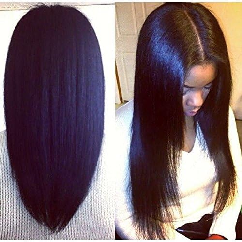 DLW Hair Italian Yaki Straight Brazilian Human Hair Wig Full Lace Wig for Black Women Carose Kinky Straight Wigs with Baby Hair 12inch
