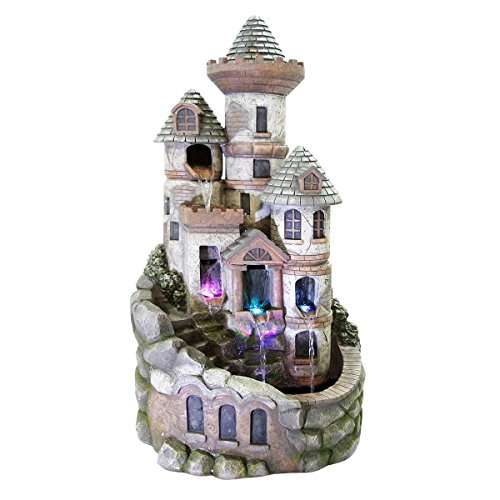Alpine Corporation Tower Castle Fountain with LED Lights