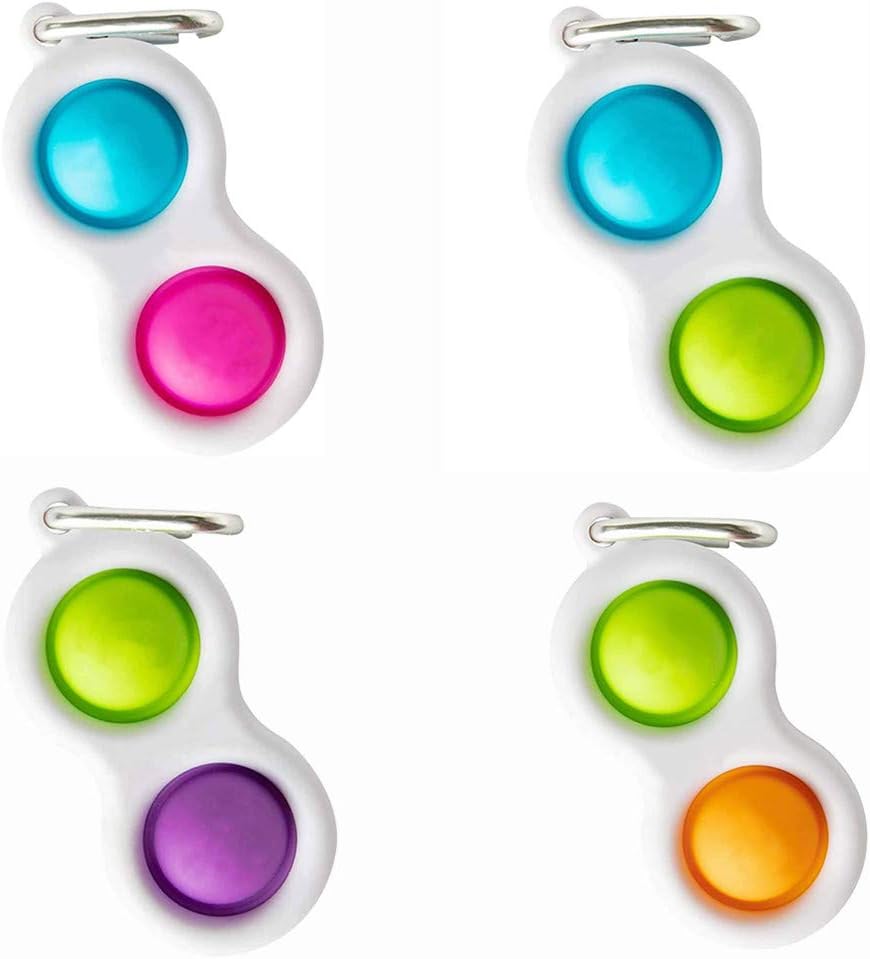 Zanzio 4Pcs Simple Dimple Fidget Toy,Handheld Mini Silicone Stress Relief Popper Toys,Squeeze Bubble Sensory Toys for Kids with ADD,ADHD or Autism,Adults Relax(A+B)