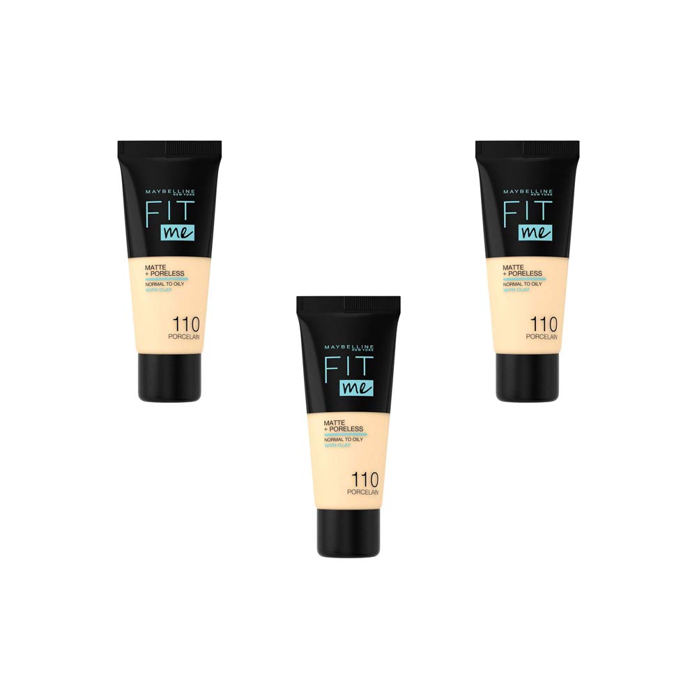 Maybelline New York Make-Up, Fit Me. Matte + Poreless Make-Up No. 110 Porcelain, Mattifying and Pore Refining, All Skin Types, 30 ml