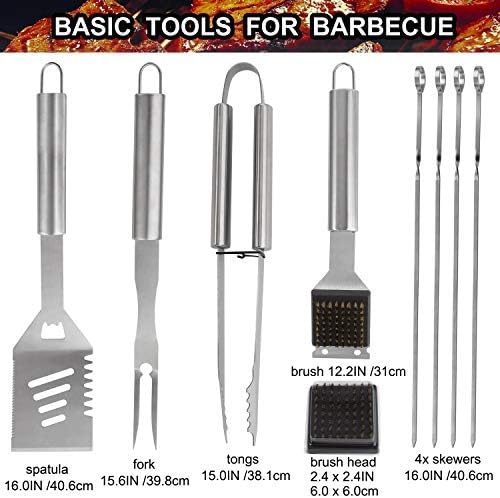 grilljoy 29PCS Barbecue Outils - Accessoires Barbecue résistants de d'acier Inoxydable avec Le Cas de Stockage - kit pour Barbecue de Voyage/Camping-Ustensile de Barbecue Parfait pour Hommes Femmes - Mes Grillades grilljoy 29PCS Barbecue Outils - Accessoires Barbecue résistants de d'acier Inoxydable avec Le Cas de Stockage - kit pour Barbecue de Voyage/Camping-Ustensile de Barbecue Parfait pour Hommes Femmes