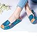 Fheaven New Women Leather Shoes Loafers Soft Leisure Flats Female Casual Shoes Boat Shoes Flats (US:7, Blue)