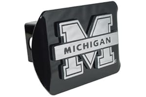 ELEKTROPLATE Michigan Wolverines Black Metal Trailer Hitch Cover with Chrome Metal Logo