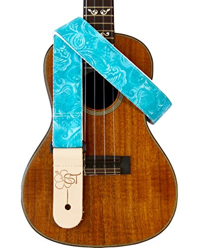 1.5" Hawaiian Print Ukulele Strap - Turquoise Floral